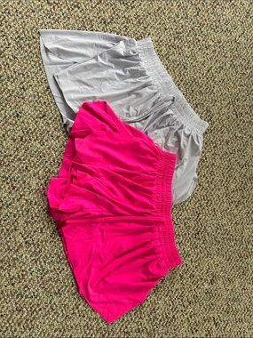 Girls' Elastic-Waist Athletic butterfly Shorts in Hot Pink and light purple